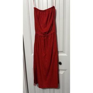 Vintage Dress Womens Size 9 Junior Red Terrycloth Strapless Beach Cover Up